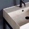 Modern Beige Travertine Design Ceramic Console Sink and Matte Black Base, 32